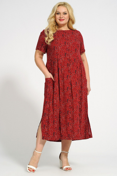 Летное платье мультиколор короткий рукав Медея и К 2237 вишневый - фото 3