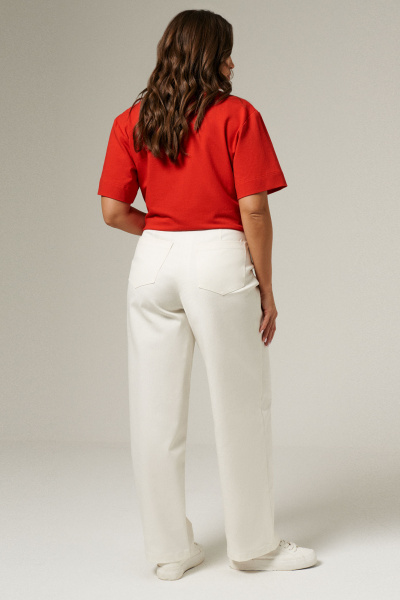 Летние белые брюки с высоким поясом Панда 151263w молочный - фото 2