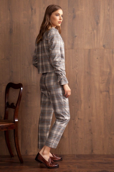 Жакет укороченный в стиле деловой клетки с молнией Nova Line 10012 клетка - фото 3