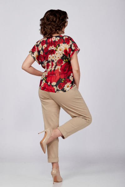 Летняя красная блуза с воротником и сборками SOVITA 1182 красный - фото 3