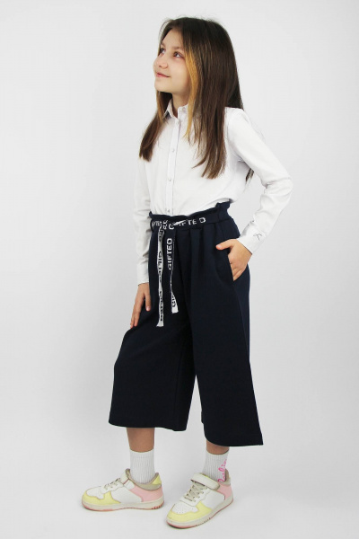 Деловые укороченные трикотажные брюки с карманами Полесье С8252-22 2С5143-Д43 122 м.синий - фото 2