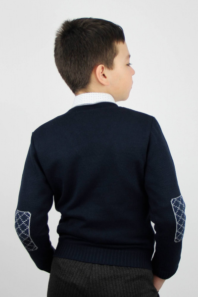 Деловой жакет из хлопка с интарсией и воротником Полесье С2442-19 0С2047-Д43 146 синий - фото 3