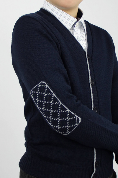 Деловой короткий жакет из хлопка с воротником и пуговицами Полесье С2442-19 0С2047-Д43 134,140 т.синий - фото 3