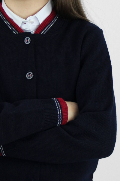 Деловой короткий жакет из хлопка с воротником и пуговицами Полесье С2440-19 0С2046-Д43 134,140 м.синий - фото 3