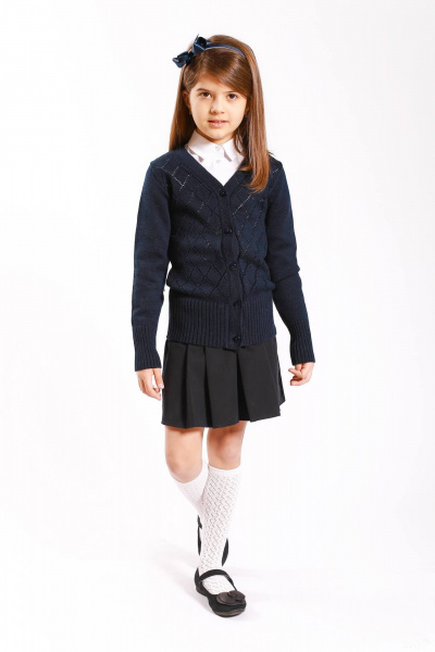 Жакет из хлопка с ажурным рисунком для деловых и повседневных образов Полесье С2211-23 3С3187-Д43 122 т.синий - фото 1