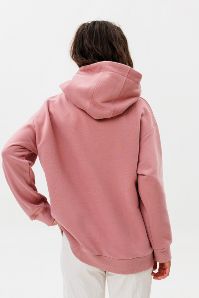 Демисезонный розовый oversize худи с начесом и принтом HIT 0208 розовый - фото 6