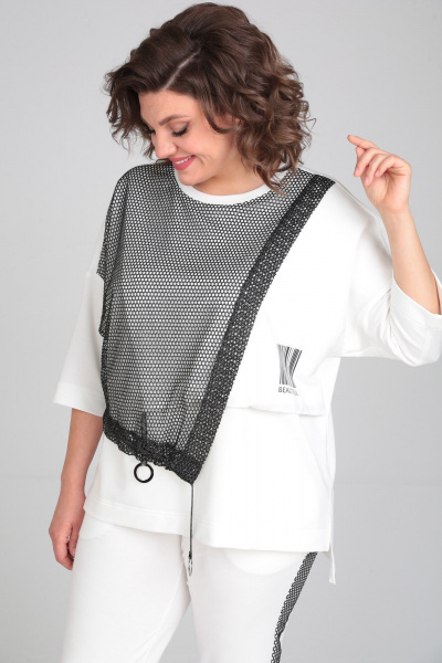 Костюм из трикотажа с укороченными брюками и джемпером Michel chic 1329/1 белый - фото 6