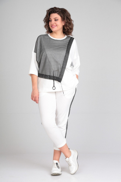Костюм из трикотажа с укороченными брюками и джемпером Michel chic 1329/1 белый - фото 1