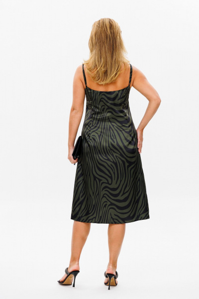 Платье-комбинация из шелка с женственным дизайном Anelli 1390 зеленый-зебра - фото 4
