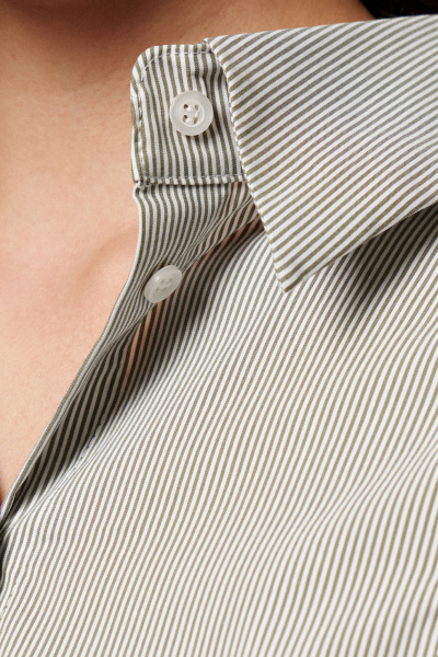 Зеленая хлопковая блуза с воротником и длиной 66см Панда 153944w хаки - фото 4