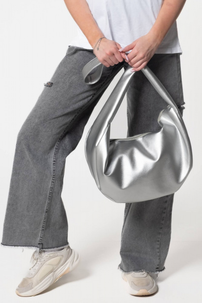 Серый кожаный кэжуал-сумка на каждый день MT.Style Dolly SILVER - фото 8