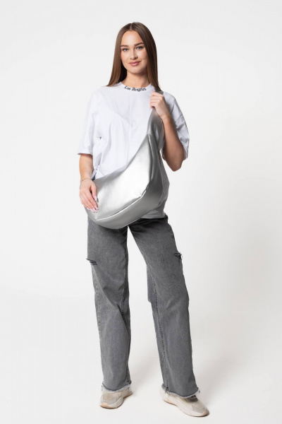 Серый кожаный кэжуал-сумка на каждый день MT.Style Dolly SILVER - фото 7