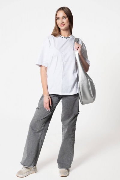 Серый кожаный кэжуал-сумка на каждый день MT.Style Dolly SILVER - фото 6