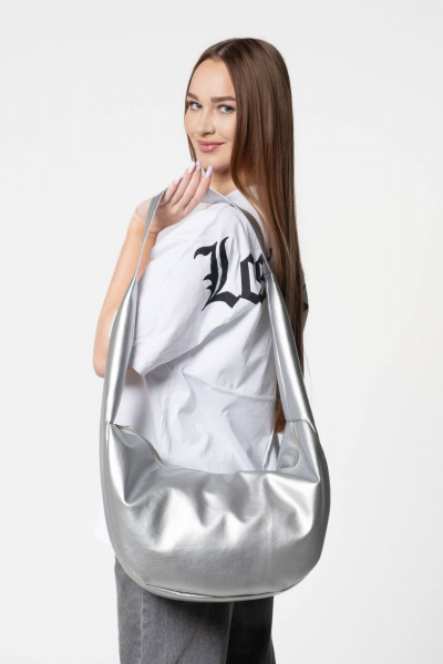 Серый кожаный кэжуал-сумка на каждый день MT.Style Dolly SILVER - фото 3