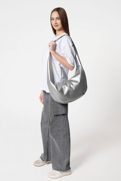 Серый кожаный кэжуал-сумка на каждый день MT.Style Dolly SILVER - фото 2