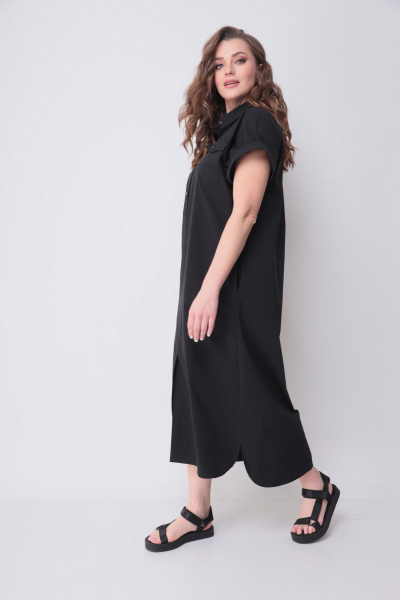 Платье свободного кроя с принтом и разрезами Michel chic 993/2 черный,салатовый - фото 6