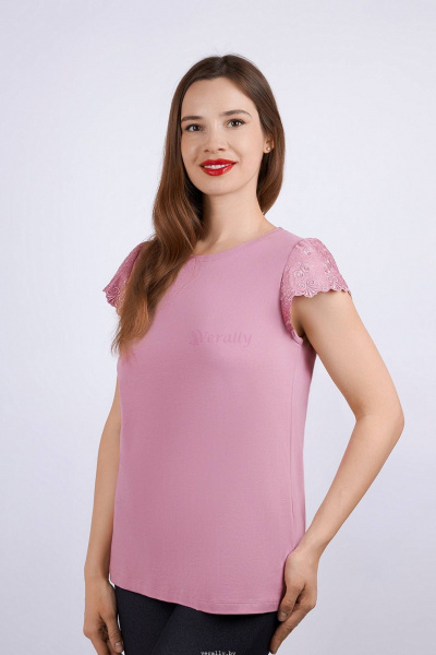 Летний хлопковый майка с вышивкой Verally 498-1 фламинго - фото 3