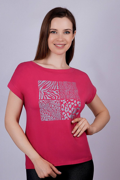 Майка красная с фигурным низом, летняя Verally 433-1 фуксия - фото 1