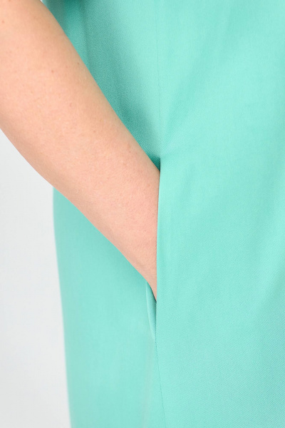 Бирюзовое платье с воланом и поясом Algranda А3989 - фото 7