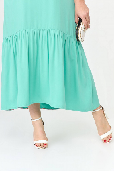 Бирюзовое платье с воланом и поясом Algranda А3989 - фото 3