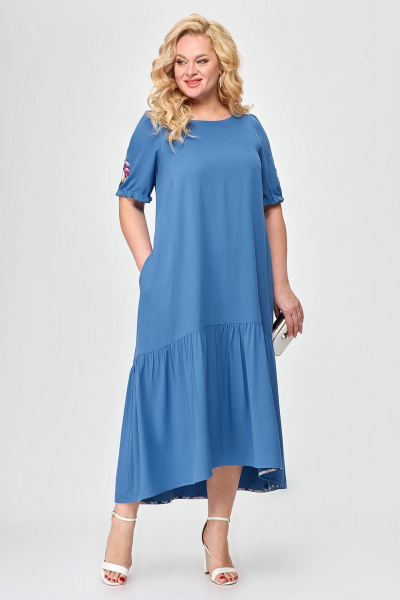 Голубое платье с воланом и вытачками Algranda А3989-с - фото 6