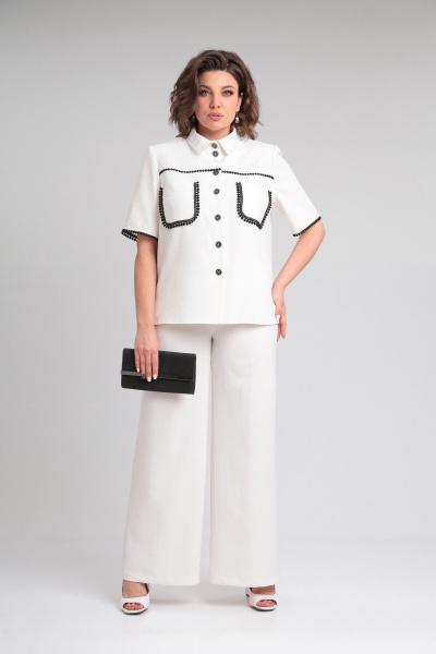 Летний костюм из лен-вишер с короткими рукавами Lady Secret 2950 молочный - фото 1