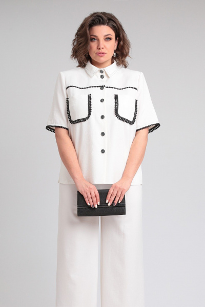 Летний костюм из лен-вишер с короткими рукавами Lady Secret 2950 молочный - фото 2