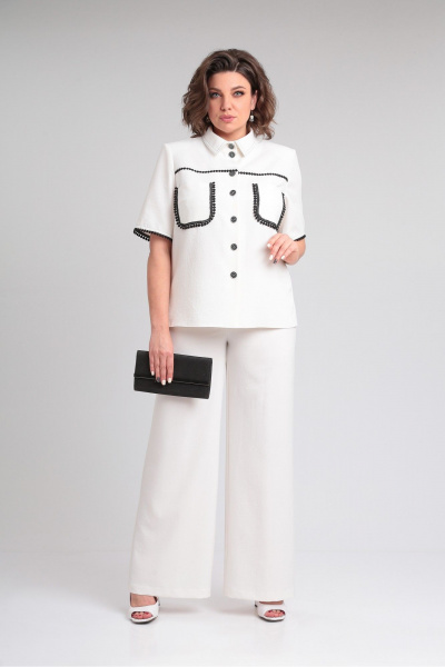 Летний костюм из лен-вишер с короткими рукавами Lady Secret 2950 молочный - фото 6