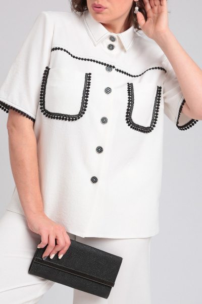 Летний костюм из лен-вишер с короткими рукавами Lady Secret 2950 молочный - фото 4