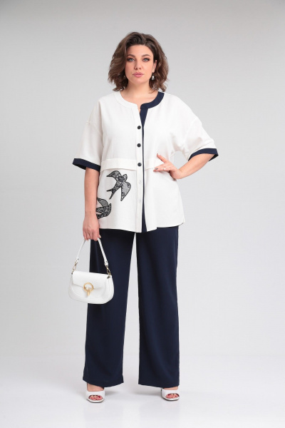 Блуза, брюки Lady Secret 2943 молочный+синий - фото 5