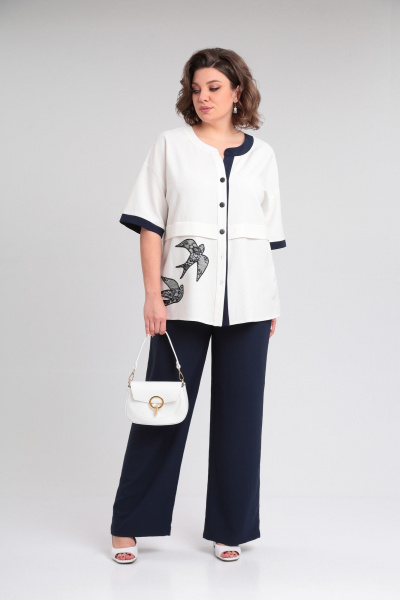 Блуза, брюки Lady Secret 2943 молочный+синий - фото 3