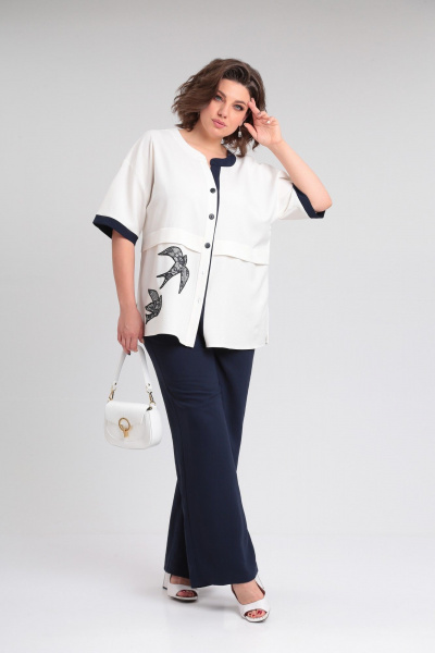 Блуза, брюки Lady Secret 2943 молочный+синий - фото 2