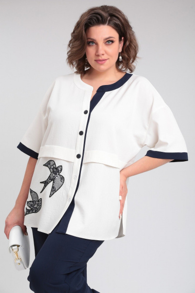 Блуза, брюки Lady Secret 2943 молочный+синий - фото 1