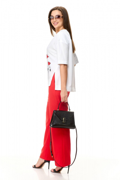 Блуза, брюки Taita plus 2413 красный+белый - фото 6