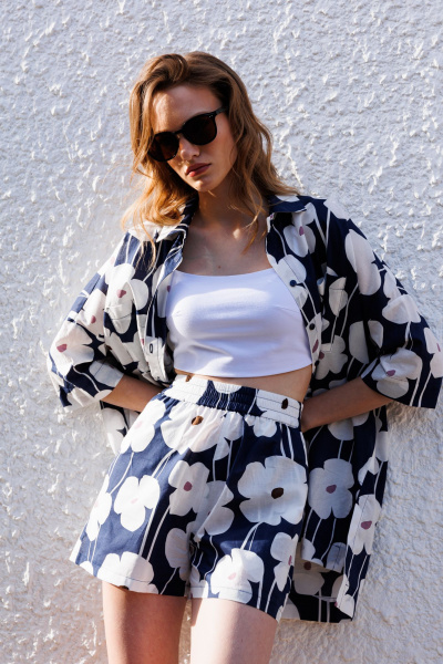 Блуза, шорты EOLA 2627 синий_принт - фото 14