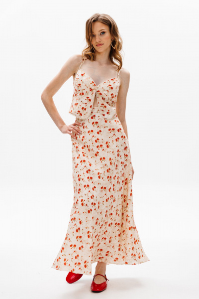 Топ и юбка из плательной ткани с цветочным принтом EOLA 2619 беж_ принт - фото 8