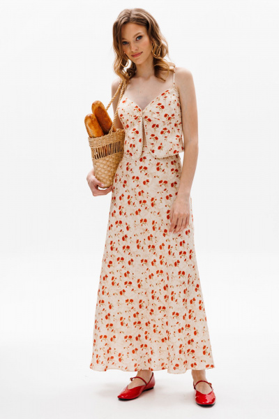 Топ и юбка из плательной ткани с цветочным принтом EOLA 2619 беж_ принт - фото 6