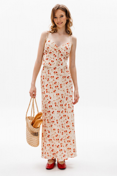 Топ и юбка из плательной ткани с цветочным принтом EOLA 2619 беж_ принт - фото 3