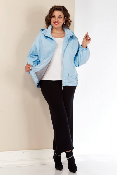 Демисезонная куртка с капюшоном Shetti 2148 голубой - фото 7