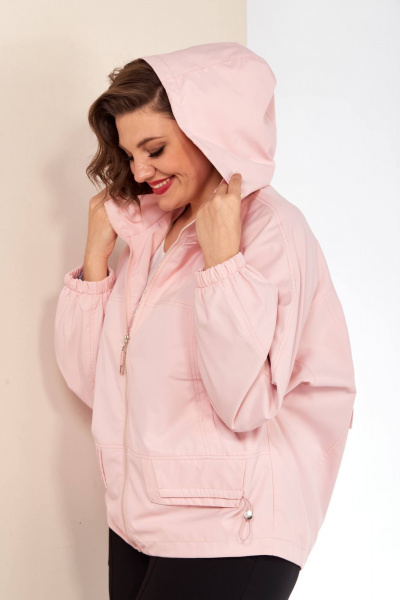 Демисезонная куртка с капюшоном и рельефами Shetti 2148 пудра - фото 3