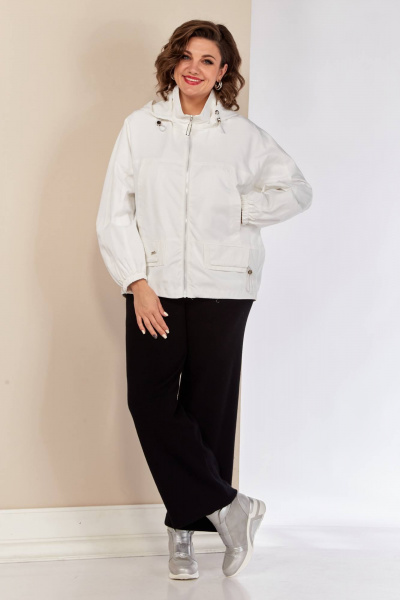 Плащёвка куртка с капюшоном и декоративной кокеткой Shetti 2148 белый - фото 6