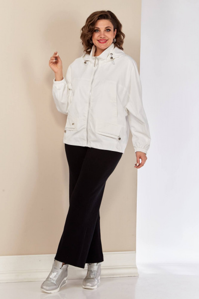 Плащёвка куртка с капюшоном и декоративной кокеткой Shetti 2148 белый - фото 2