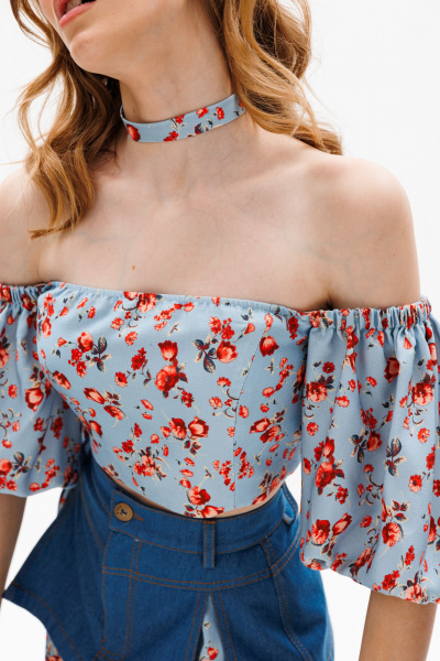 Блуза EOLA 2650 голубой_принт - фото 4