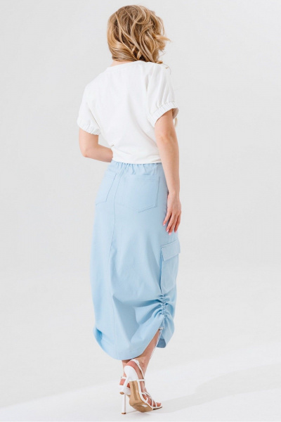 Летняя джинсовая юбка с накладными карманами и резинкой Faufilure C1524 - фото 4
