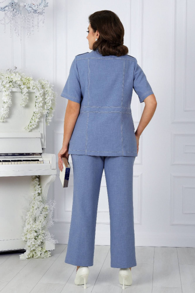 Женский летний костюм из ткани лен и текстиль Ninele 5959 небесный - фото 12