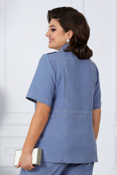 Женский летний костюм из ткани лен и текстиль Ninele 5959 небесный - фото 7