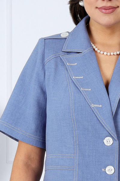 Женский летний костюм из ткани лен и текстиль Ninele 5959 небесный - фото 6