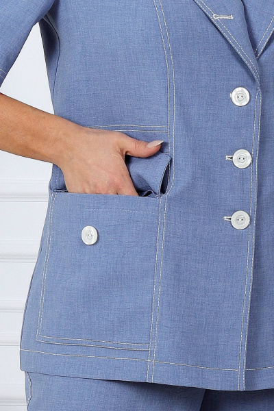 Женский летний костюм из ткани лен и текстиль Ninele 5959 небесный - фото 2