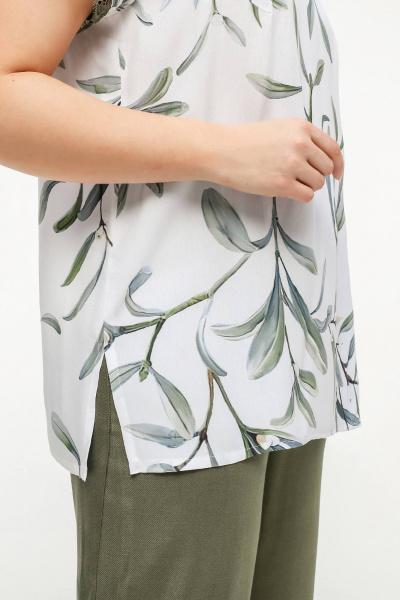 Блуза La rouge 6295 белый-(веточки) - фото 6