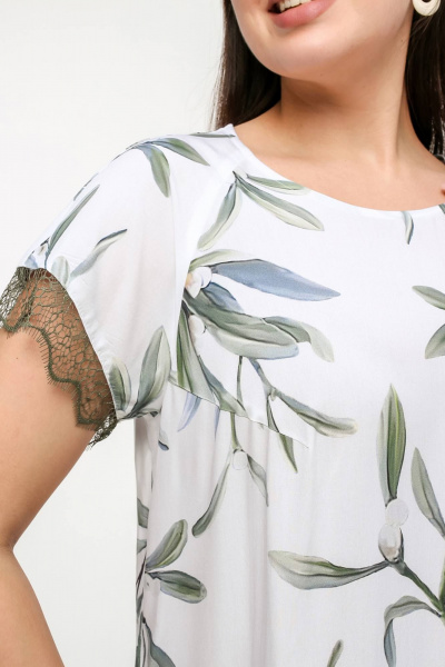 Блуза La rouge 6295 белый-(веточки) - фото 5